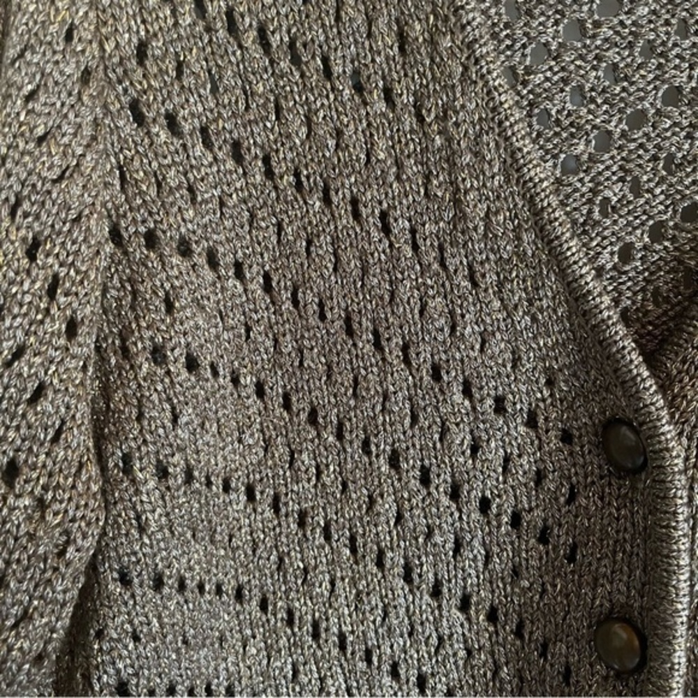 Chico’s Florence Caridigan Sweater Vanity Size 1 Gold Woven Mature Office Wear - Picture 6 of 8